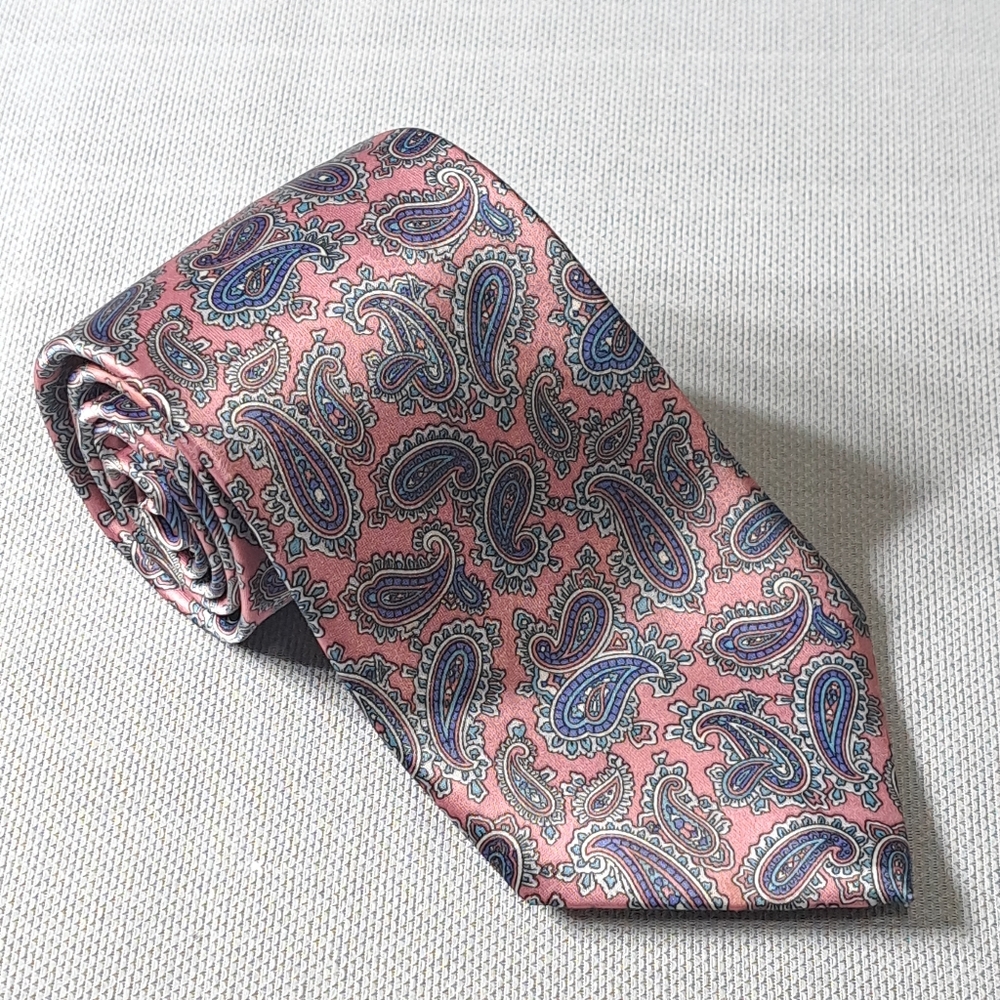 Ketch Men's Tie 100% Polyester Pink & Blue Made In USA‎